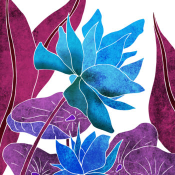 Digital Arts titled "Blue Lotus" by Studio Grafiikka, Original Artwork, Digital Painting