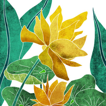 Digital Arts titled "Yellow Lotus" by Studio Grafiikka, Original Artwork, Digital Painting