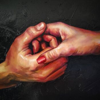 Картина под названием "Держи меня за руку" - Варвара Долматова, Подлинное произведение искусства, Масло Установлен на Деревя…