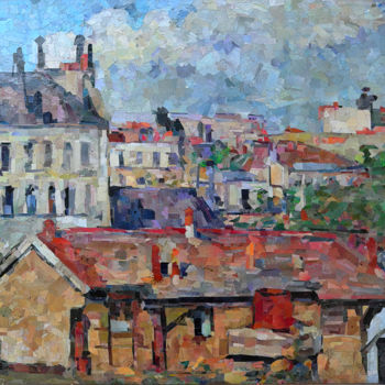 Colagens intitulada "Les toits de Paris" por Van Gug, Obras de arte originais, Colagens