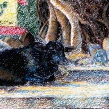 Painting titled "Banyan tree bull" by Studiocosmicmandala, Original Artwork, Oil