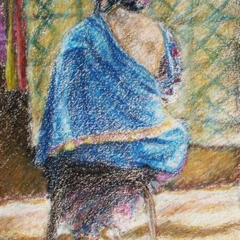 Painting titled "Blanket seller" by Studiocosmicmandala, Original Artwork, Oil