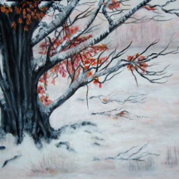 Pintura intitulada "Дерево под снегом" por Studiomb, Obras de arte originais, Outro