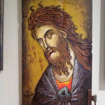 Ζωγραφική με τίτλο "Αγιος Ιωαννης" από Στυλιανος Πιπεριδης, Αυθεντικά έργα τέχνης, εγκαυστική