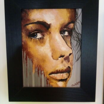 Painting titled "portret" by Stulianos Piperides, Original Artwork, Encaustic