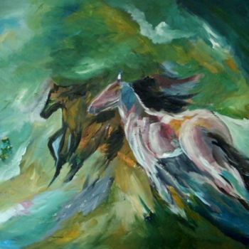 Painting titled "Wild horses" by Han Stuster, Original Artwork