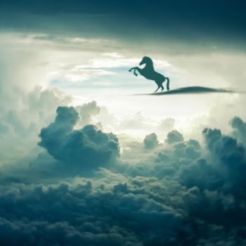 Digital Arts titled "The Sky Horse" by Sir Gently, Original Artwork, Digital Painting