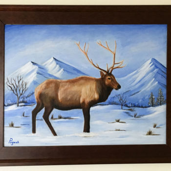 Painting titled "Colorado elk.jpeg" by Subbiah Pugazhenthi, Original Artwork, Acrylic