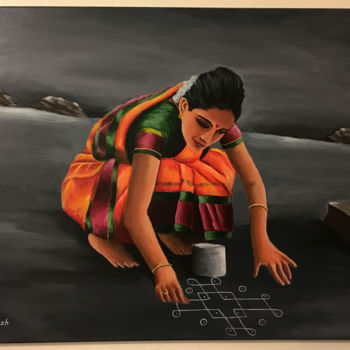 Peinture intitulée "Dawn artist.jpeg" par Subbiah Pugazhenthi, Œuvre d'art originale, Acrylique
