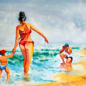Pintura titulada "happy vacation" por Subhajit Paul, Obra de arte original, Acuarela