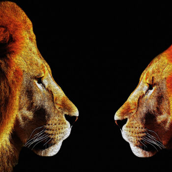 Malarstwo zatytułowany „LION” autorstwa Subhendu Roy, Oryginalna praca, Olej