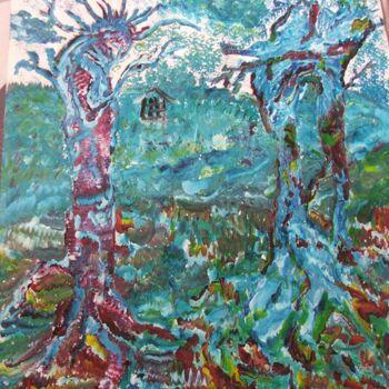 Peinture intitulée "Arbres enchantés" par Sublim By Nadoumi, Œuvre d'art originale, Acrylique