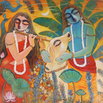 Painting titled "NANDAN" by Subrata Ghosh, Original Artwork, Acrylic