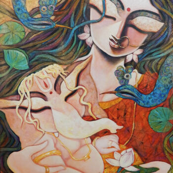 「GIFT OF LOVE」というタイトルの絵画 Subrata Ghoshによって, オリジナルのアートワーク, アクリル