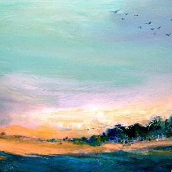 Peinture intitulée "Au coucher du soleil" par Catherine Suchocka, Œuvre d'art originale