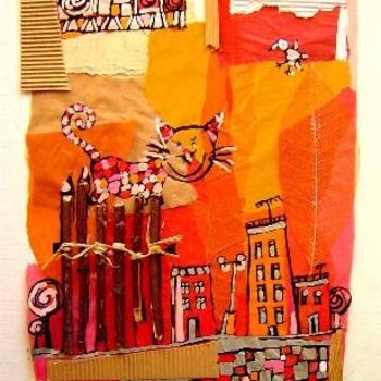 Картина под названием "Le petit chat" - Catherine Suchocka, Подлинное произведение искусства