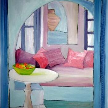 Peinture intitulée "L'interieur bleu" par Catherine Suchocka, Œuvre d'art originale