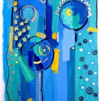 Peinture intitulée "Bleu - Vert" par Catherine Suchocka, Œuvre d'art originale