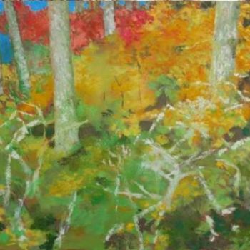 Painting titled "Forest" by Krystyna Suchwallo, Original Artwork, Oil