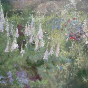 Painting titled "Foxgloves 2" by Krystyna Suchwallo, Original Artwork, Oil