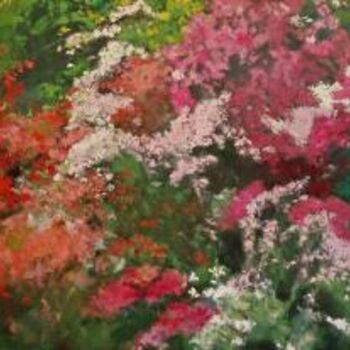 Painting titled "Rhododendrons" by Krystyna Suchwallo, Original Artwork, Oil