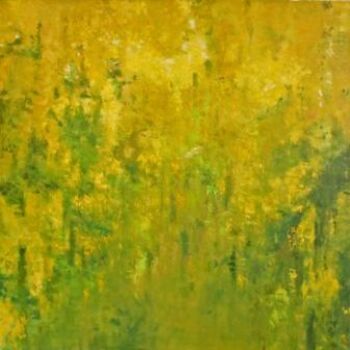 Painting titled "Golden rain-Laburnum" by Krystyna Suchwallo, Original Artwork, Oil