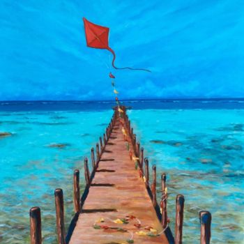 Painting titled "kite" by Denis Sudarikov, Original Artwork, Acrylic Mounted on Wood Stretcher frame