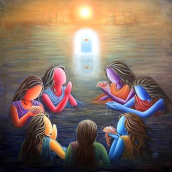 Painting titled "TOWARDS DIVINITY" by Sudha Sama, Original Artwork, Oil