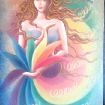 Painting titled "ENLIGHTENMENT" by Sudha Sama, Original Artwork, Oil