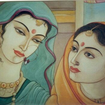Картина под названием "TWO WOMEN" - Sudha Sama, Подлинное произведение искусства