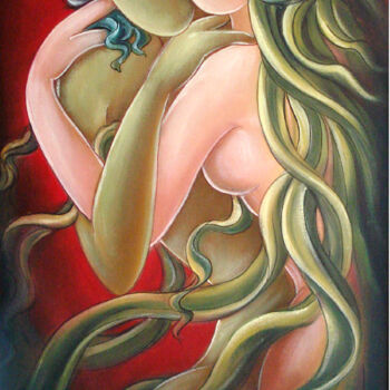 Painting titled "lovers" by Sudha Sama, Original Artwork, Oil