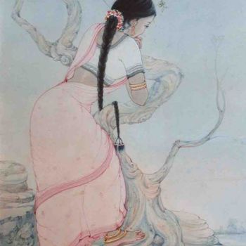 Painting titled "DEPTH" by Sudha Sama, Original Artwork