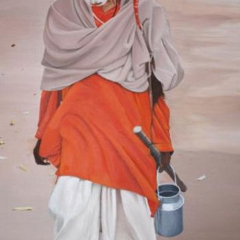 Painting titled "Sadhu" by Sudhir Pillai, Original Artwork, Oil