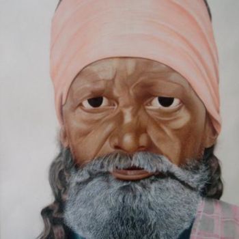 Ζωγραφική με τίτλο "Face 1" από Sudhir Pillai, Αυθεντικά έργα τέχνης, Παστέλ