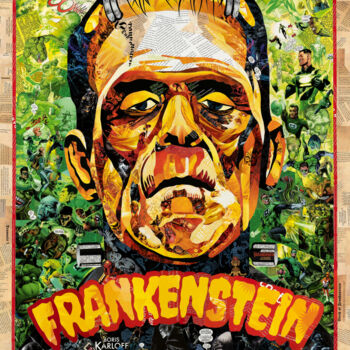 Collagen mit dem Titel "Frankenstein's Supe…" von Sue Dowse, Original-Kunstwerk, Collagen