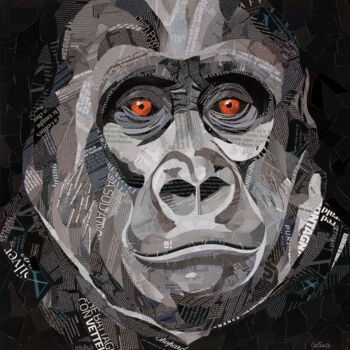 Collages titled "Gorilla Eyes" by Sue Dowse, Original Artwork, Collages