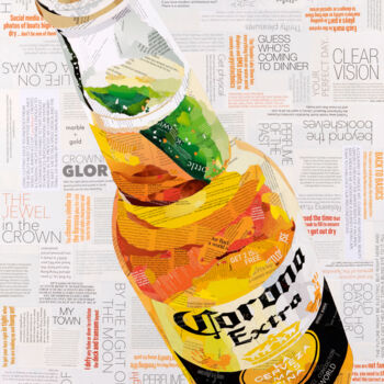 Collagen mit dem Titel "Icy Cold Corona" von Sue Dowse, Original-Kunstwerk, Collagen