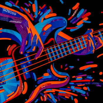 "Electric Bass Guitar" başlıklı Kolaj Sue Dowse tarafından, Orijinal sanat, Kolaj