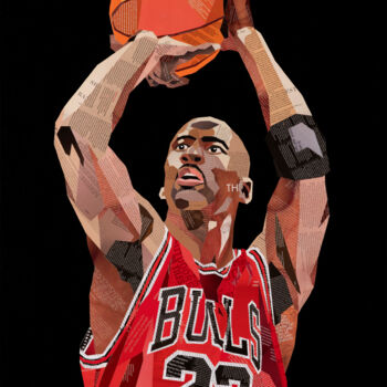 Collages intitolato "Michael Jordan" da Sue Dowse, Opera d'arte originale, Collages