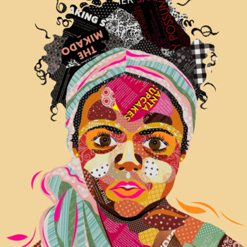 Collages getiteld "African Girl" door Sue Dowse, Origineel Kunstwerk, Collages