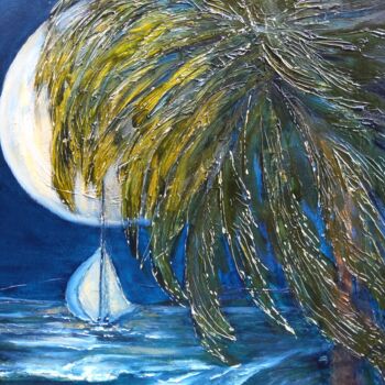 Peinture intitulée "Moonshine Beach" par Sue Lorenz, Œuvre d'art originale, Huile