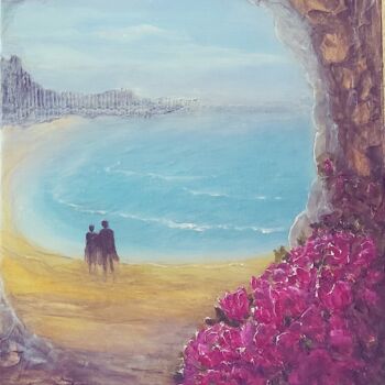 Peinture intitulée "On Day's End Beach" par Sue Lorenz, Œuvre d'art originale, Huile