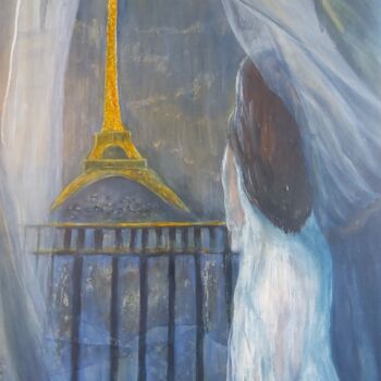 Pittura intitolato "Evening in Paris" da Sue Lorenz, Opera d'arte originale, Olio