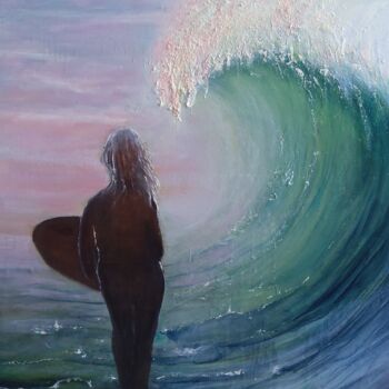 Pittura intitolato "Catch a Wave" da Sue Lorenz, Opera d'arte originale, Olio