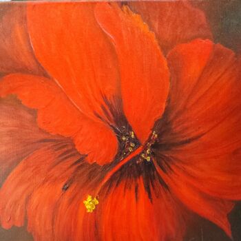 Painting titled "Red October" by Sue Lorenz, Original Artwork, Oil