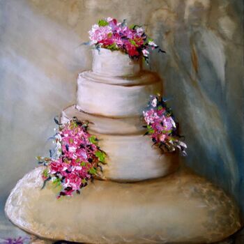 Painting titled "Sue's Classy Weddin…" by Sue Lorenz, Original Artwork, Oil Mounted on Wood Stretcher frame