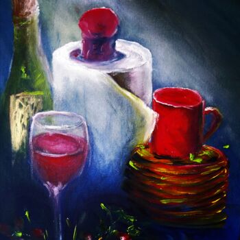 Painting titled "After the Party" by Sue Lorenz, Original Artwork, Oil Mounted on Other rigid panel