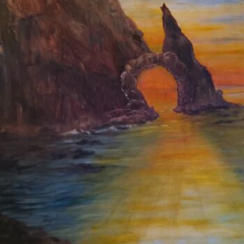 绘画 标题为“Sunrise in Cabo” 由Sue Lorenz, 原创艺术品, 油 安装在木质担架架上