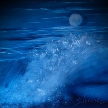 Peinture intitulée "Moonlit Night9" par Sue Lorenz, Œuvre d'art originale, Huile Monté sur Autre panneau rigide