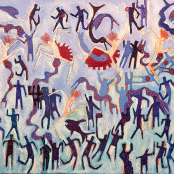 Pittura intitolato "Sky Dancers" da Sue Bartfield, Opera d'arte originale, Olio